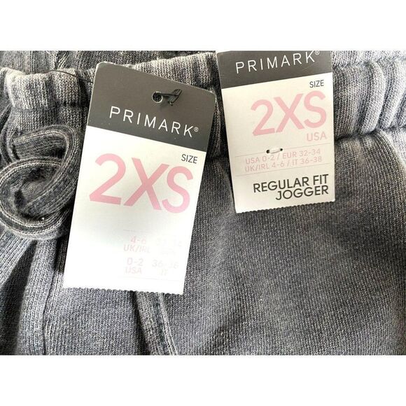 Primark Gray Regular Fit Joggers Sz 2 XS Drawstring Elastic Waist USA NEW - Picture 5 of 6